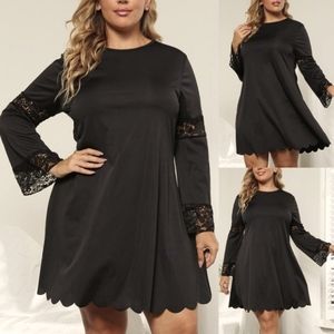 Black Knee Length Bell Sleeve Dress